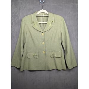 NGUYEN Womens Three Button Green Blazer Jacket Medium